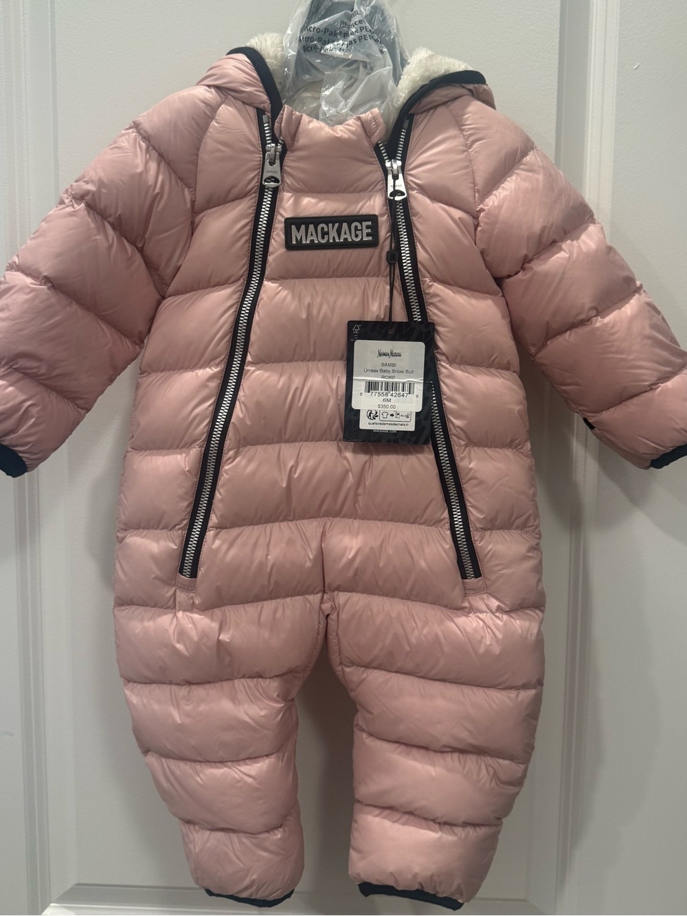 Mackage Rose Pink Quilted Baby Snow Suit